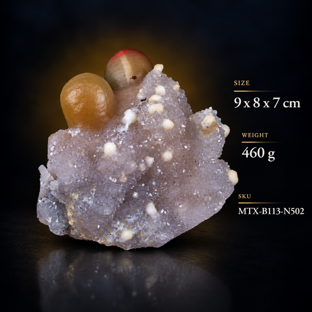 Fluorite Spheres on Crystalline Matrix – Natural Mineral Specimen