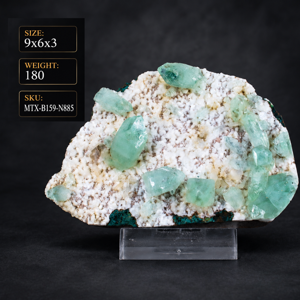 Natural Green Apophyllite with White Stilbite on Matrix – 180 g