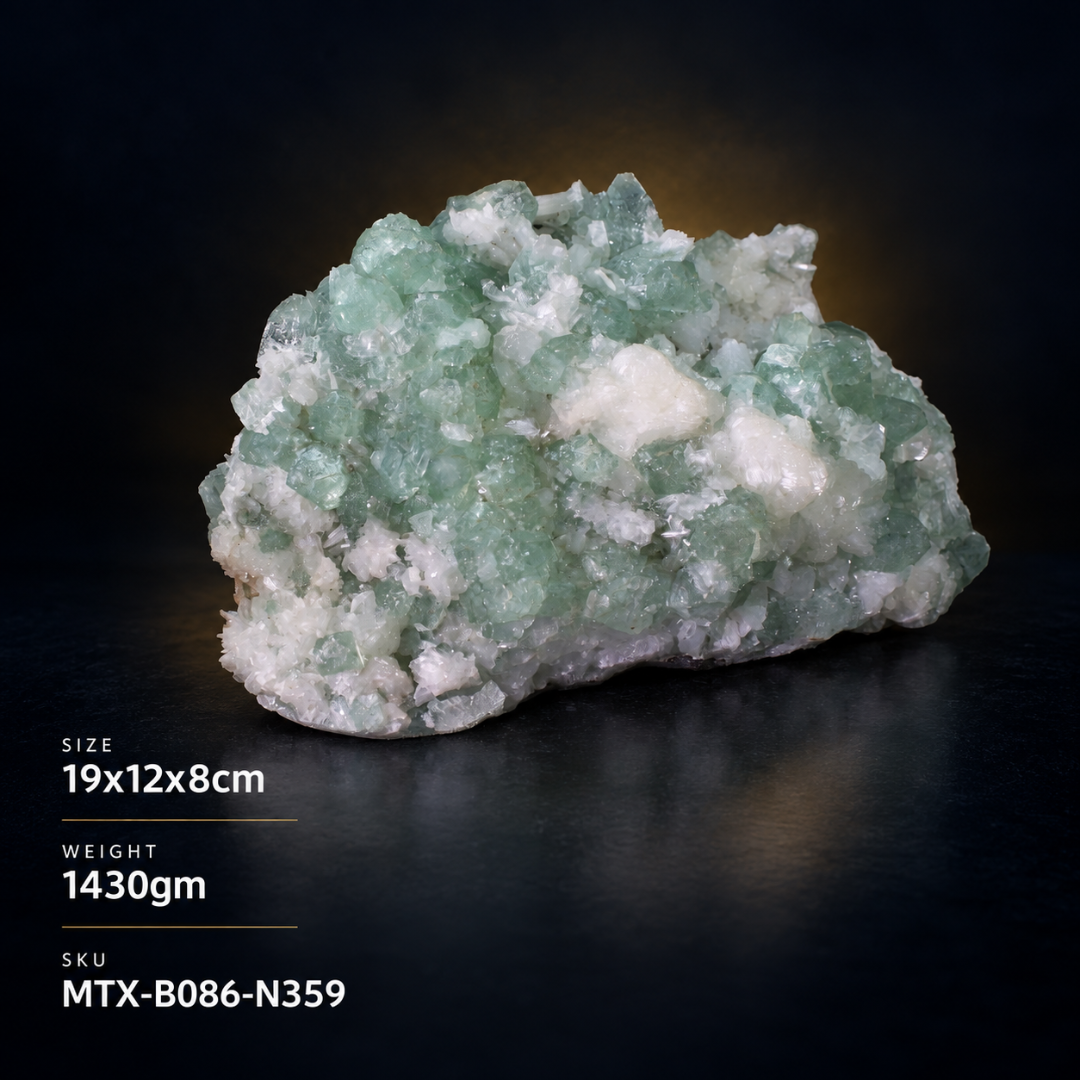 Natural Apophyllite Green Crystal Heulandite Matrix Mineral Specimen