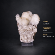 Natural White Stilbite Zeolite Crystal Cluster on Basalt Matrix – 400 g