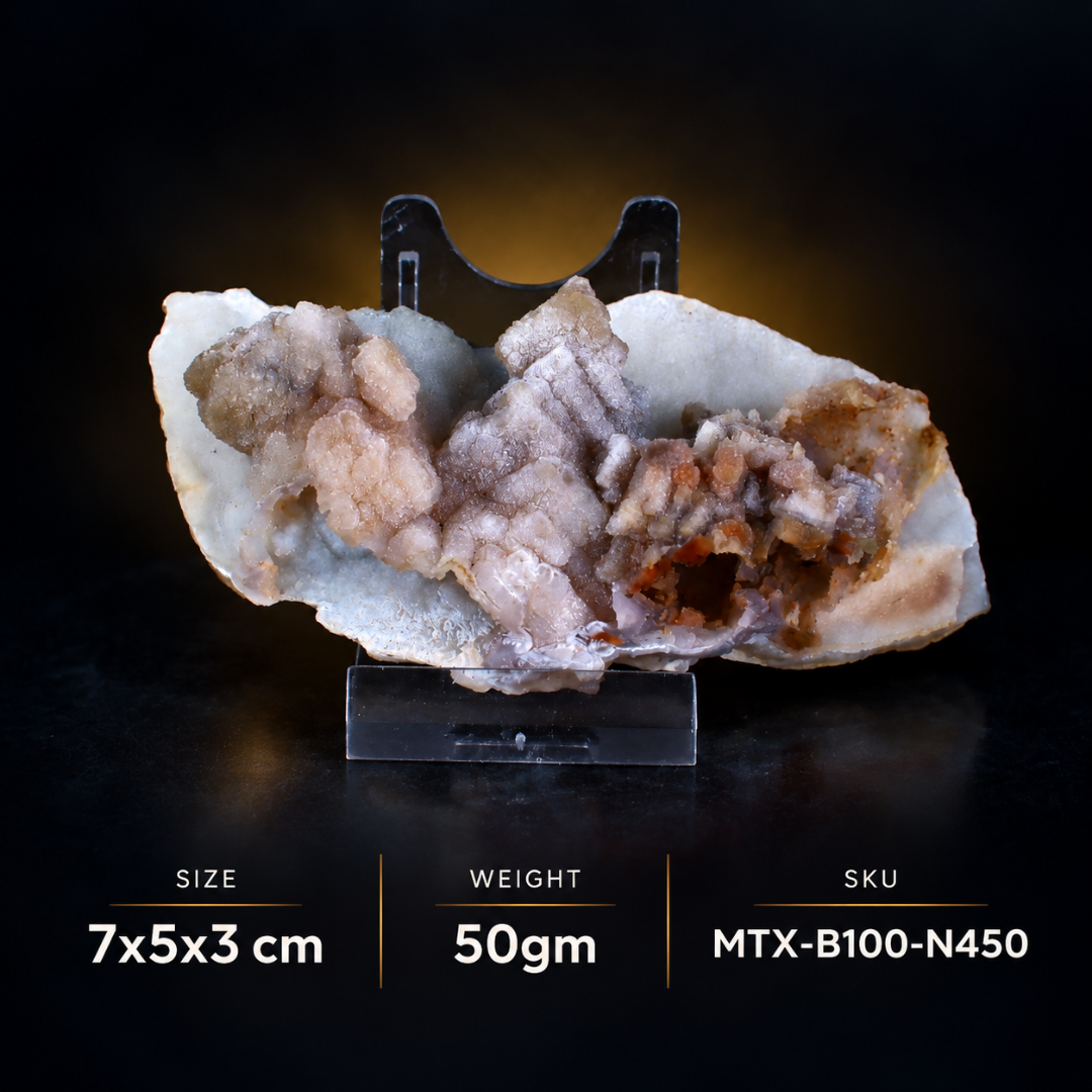 Natural Chalcedony with Calcite Mineral Specimen – India