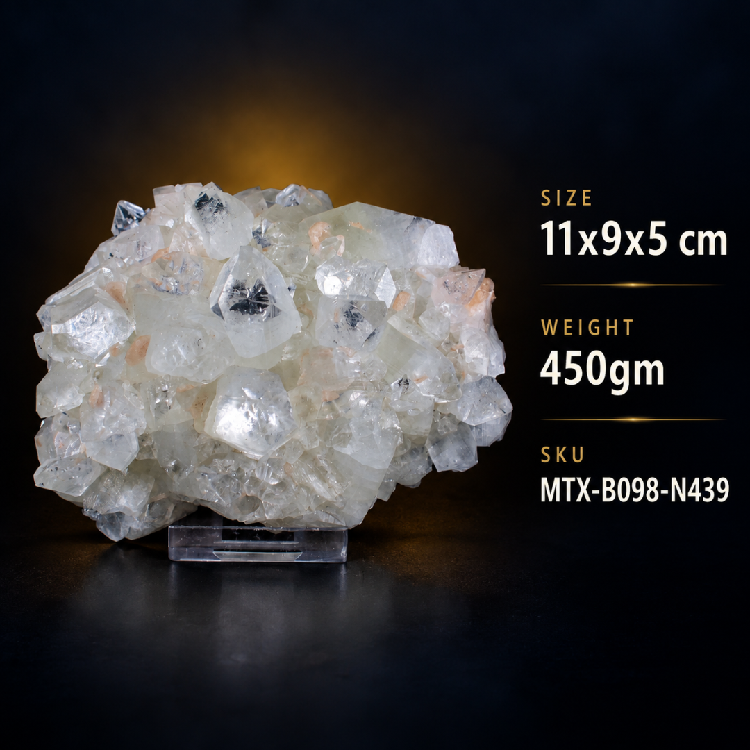 Natural Apophyllite with Heulandite Matrix Crystal Specimen – India