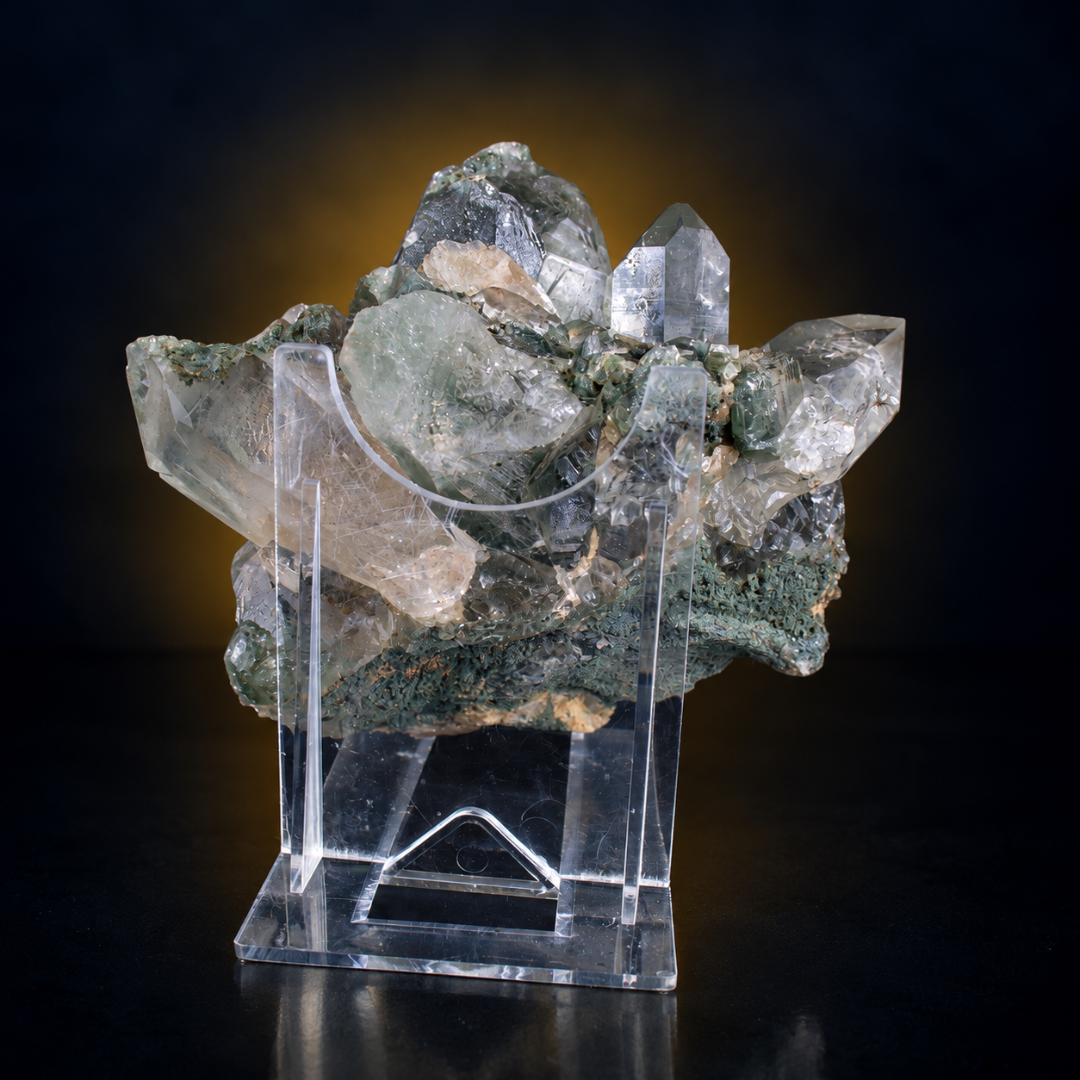 Natural Green Chlorite Himalayan Quartz Crystal – Mineral Specimen from India