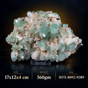Natural Green Apophyllite with Heulandite Crystal Specimen – India