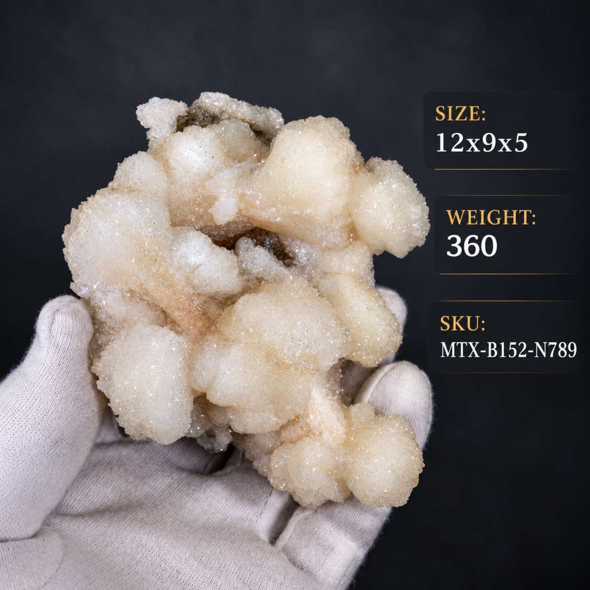 Natural Cream Stilbite Crystal Cluster – 360 g