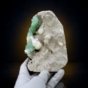 Natural Green Apophyllite with Heulandite Crystal Specimen – India
