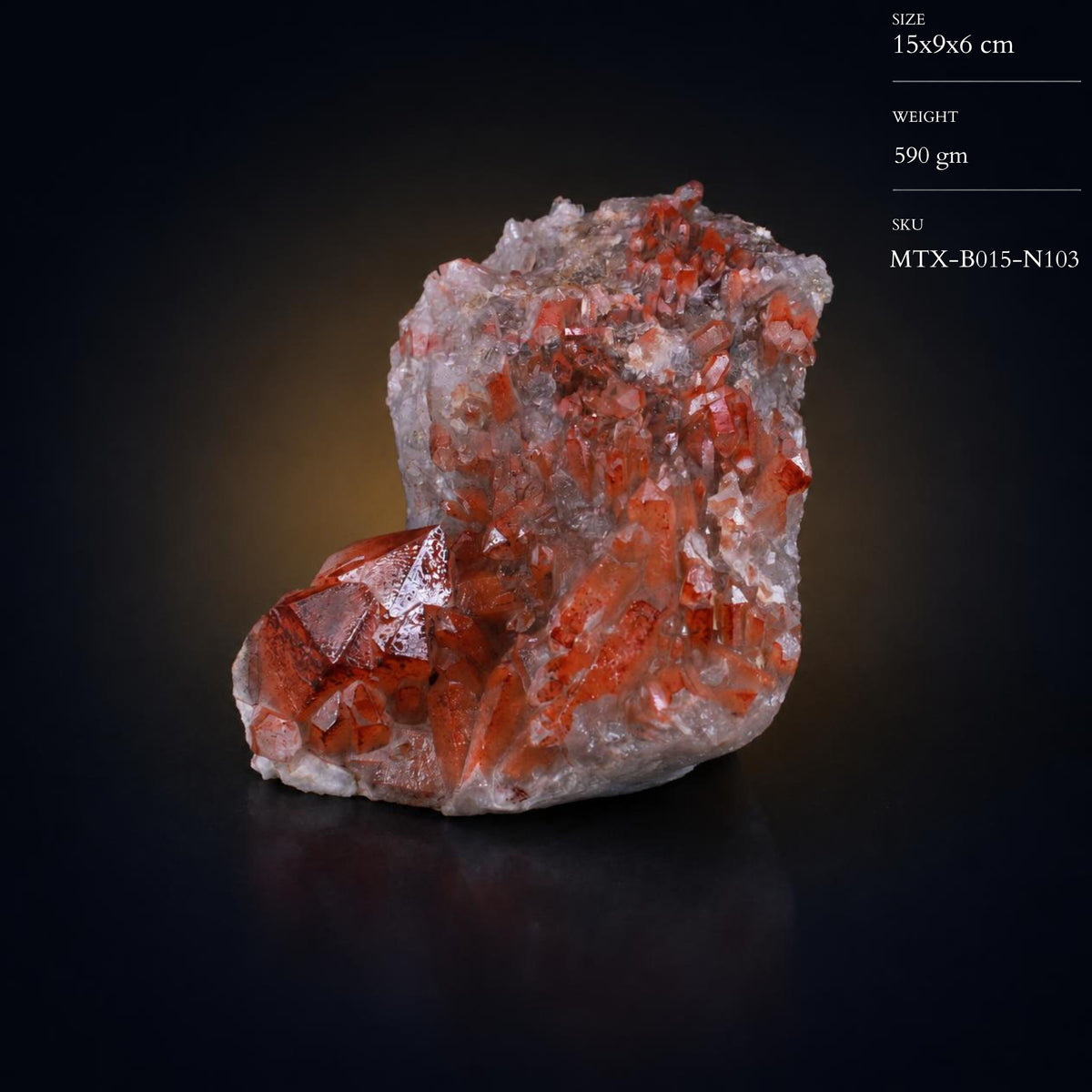 Natural Red Hematoid Quartz Mineral Specimen 15 × 9 × 6 cm 590 g