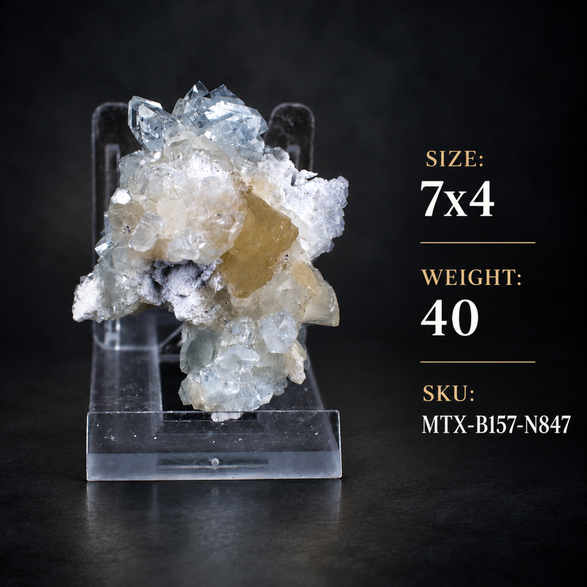 Natural Apophyllite with Stilbite Crystal Cluster – 40 g