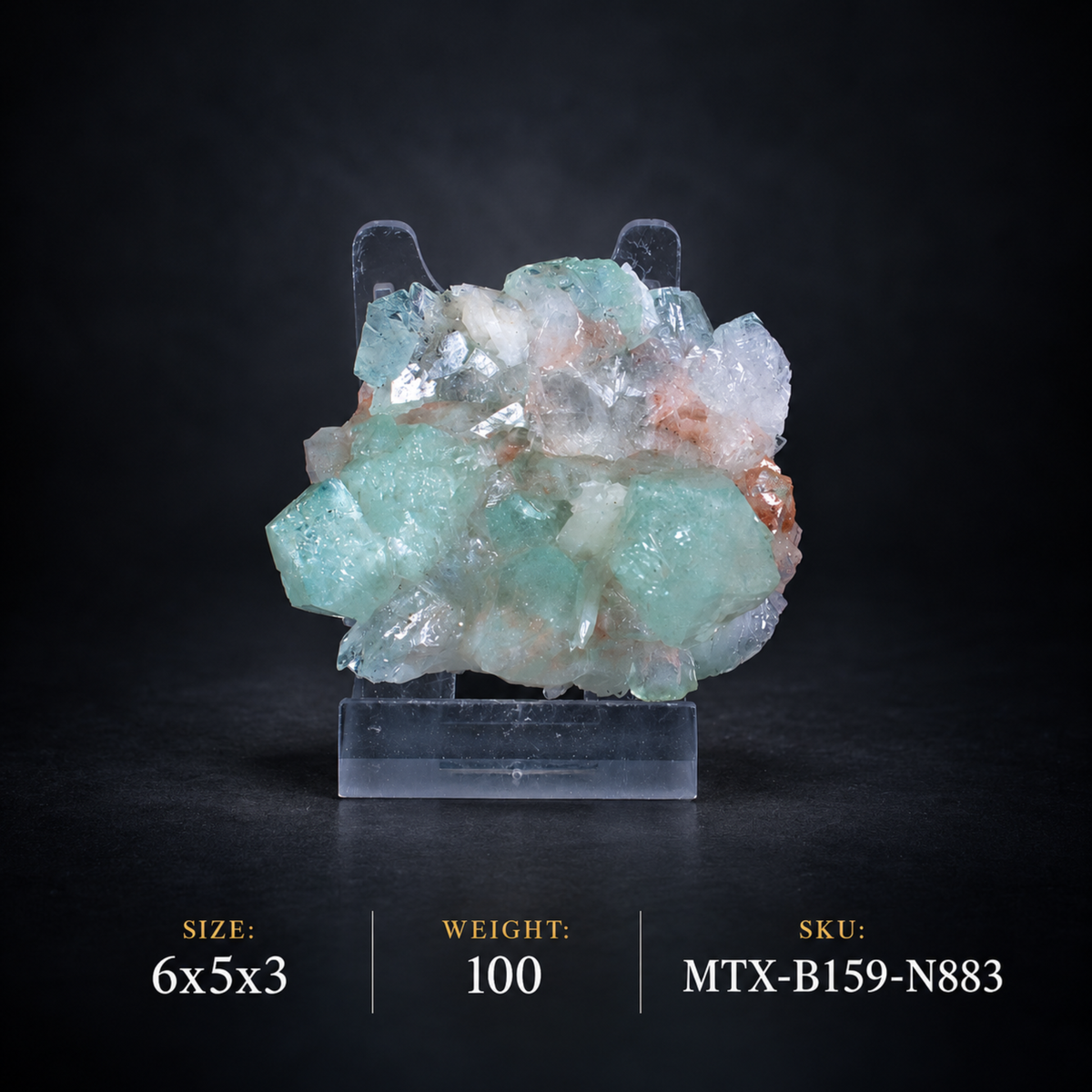 Natural Apophyllite with Heulandite and Stilbite Crystal Cluster – 100 g