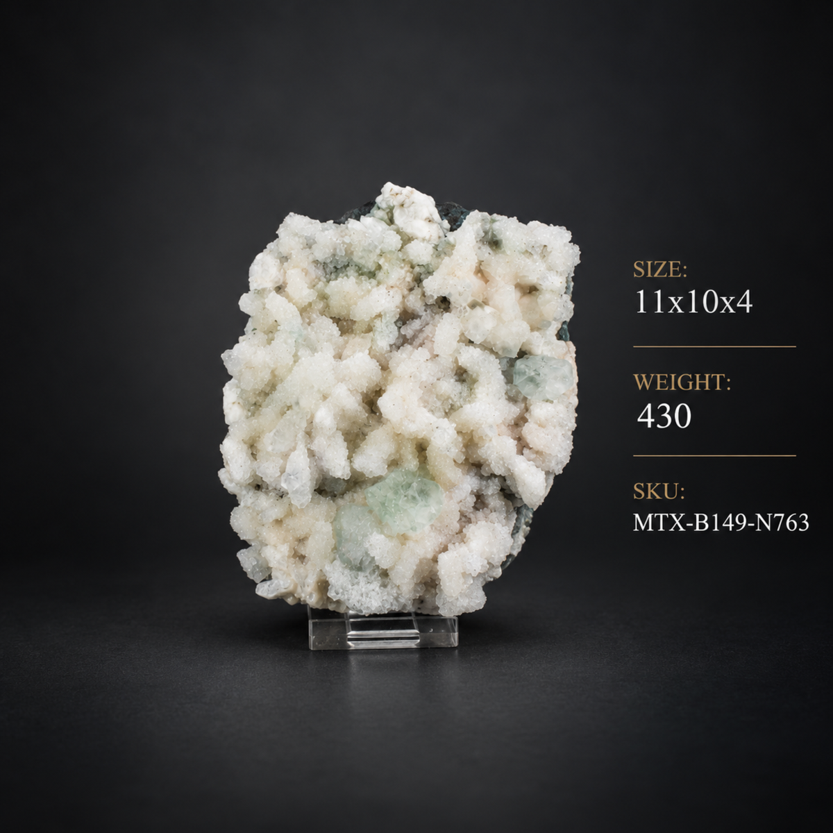 Natural Green Apophyllite with Heulandite Crystal Specimen | 11×10×4 cm | 430g
