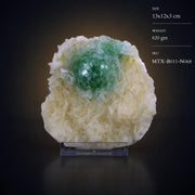 Natural Green Apophyllite with Stilbite Crystal Matrix Mineral Specimen from India 620 gm 13 × 12 × 3 cm