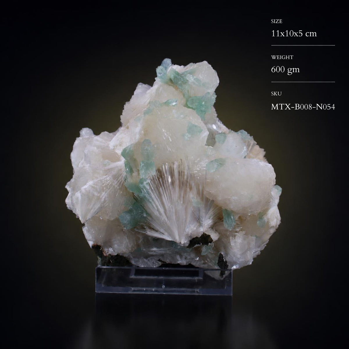 Natural Green Apophyllite with Stilbite & Scolecite Crystal Specimen – 600 gm | 11 × 10 × 5 cm
