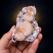 Natural Peach Pink Stilbite with White Apophyllite Crystal Cluster – 80 g