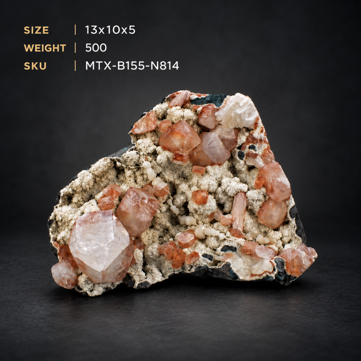 Natural Apophyllite Heulandite with Stilbite on Basalt Matrix – 500 g