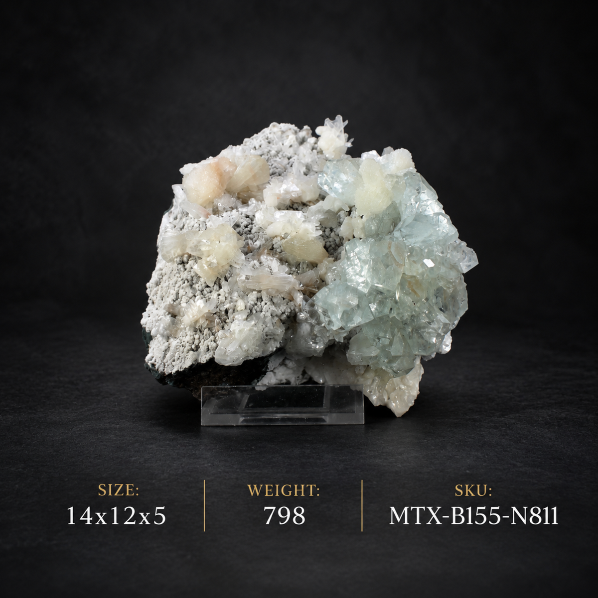 Natural Green Apophyllite with Matrix Heulandite – 798 g