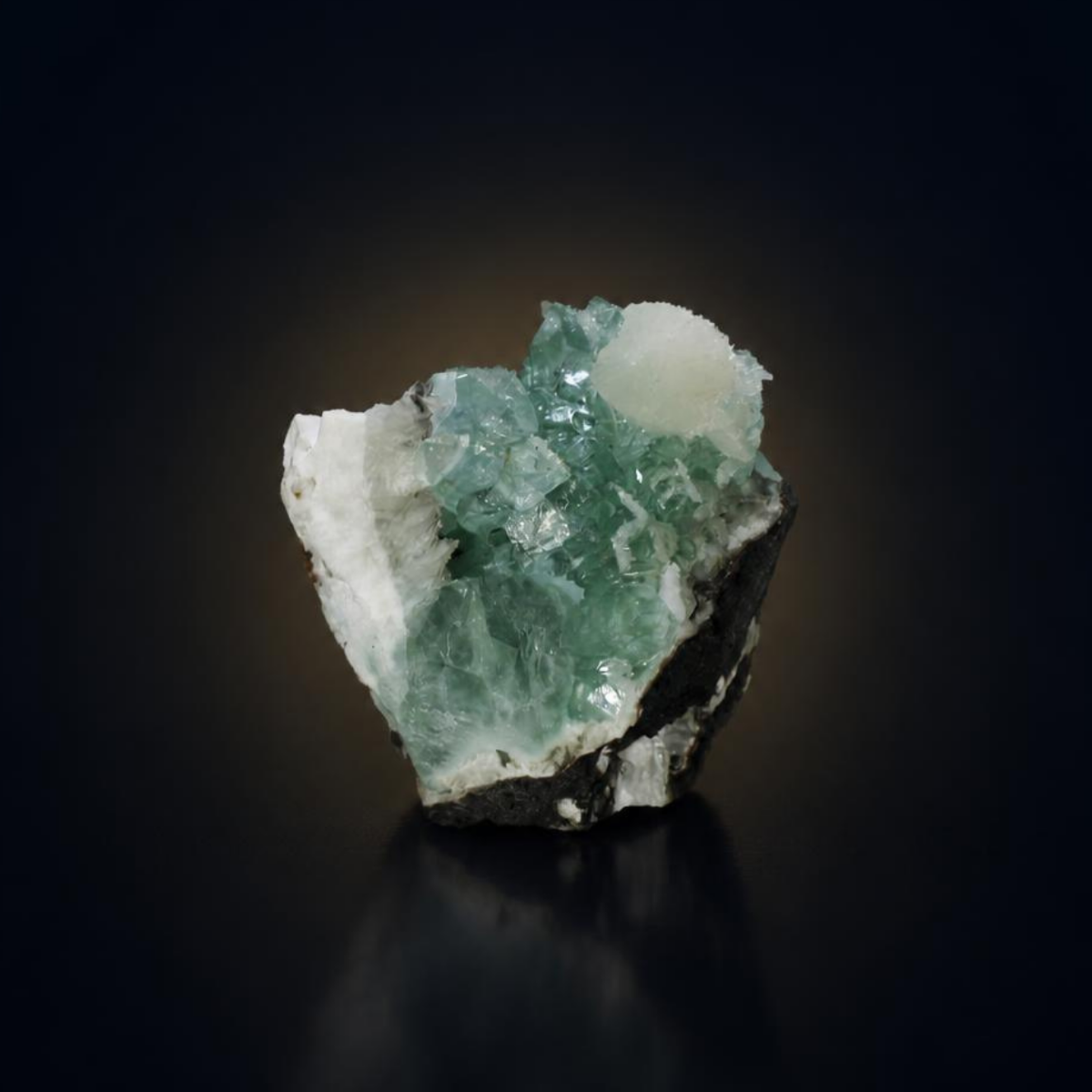 Green Apophyllite with Stilbite on Zeolite Matrix – Natural Mineral Specimen