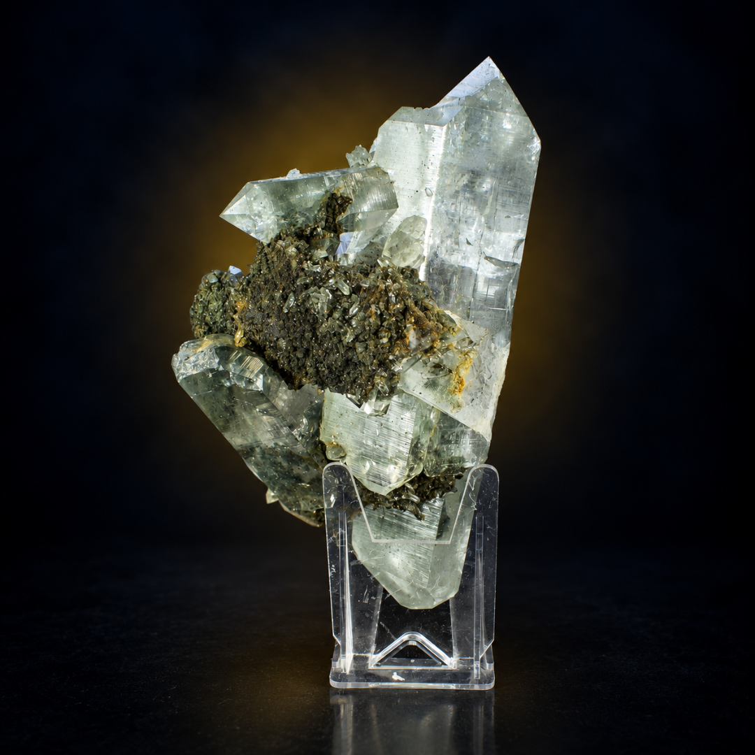Green Chloritized Quartz Crystals · 1850 g · 22 × 10 × 10 cm · India