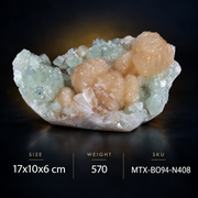 Natural Green Apophyllite with Heulandite Crystal Specimen – India