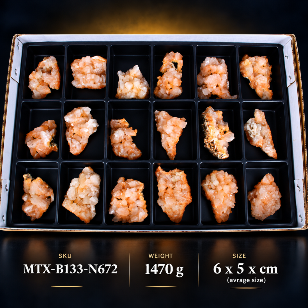 Natural Orange Peach Stilbite Crystal Specimen Lot – 18 Pieces
