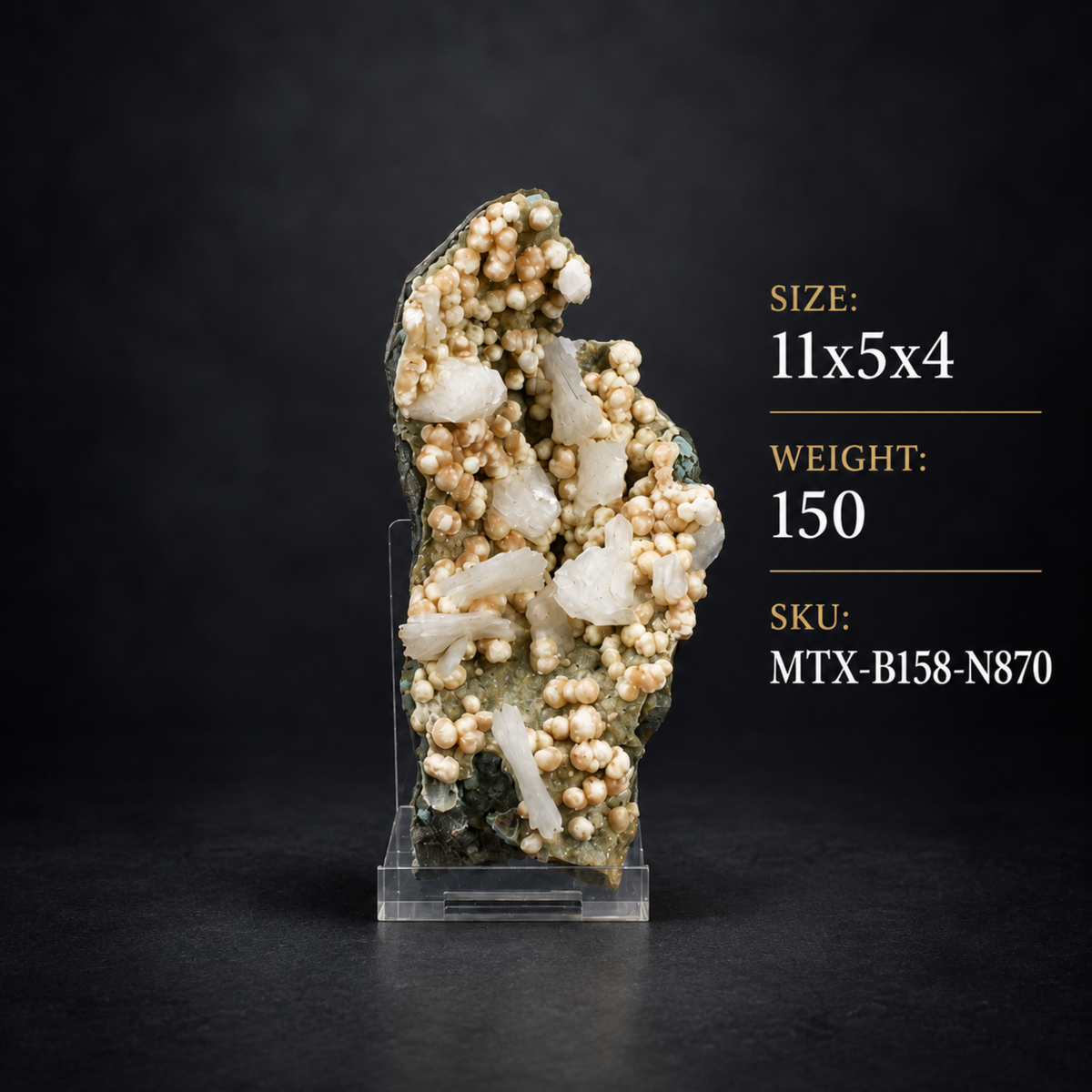 Natural Botryoidal Stilbite with Heulandite Crystal Cluster – 150 g