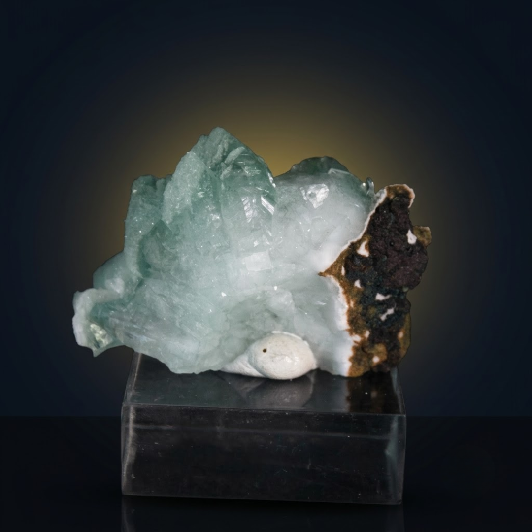 Natural Green Apophyllite Crystal Matrix – Mineral Specimen from India