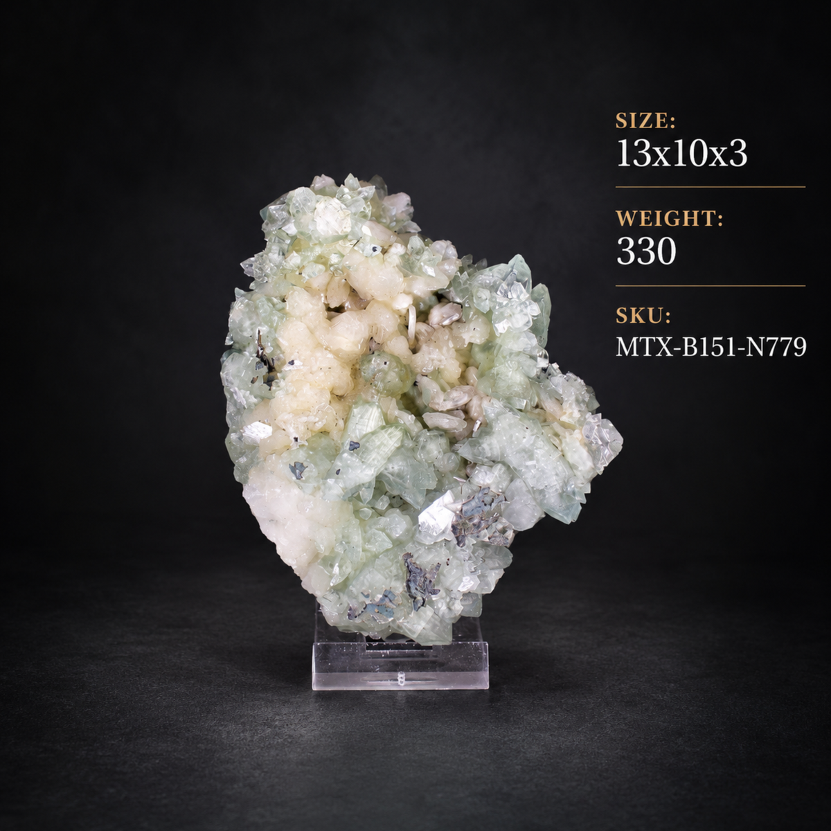 Natural Green Apophyllite with Stilbite on Matrix – 330 g