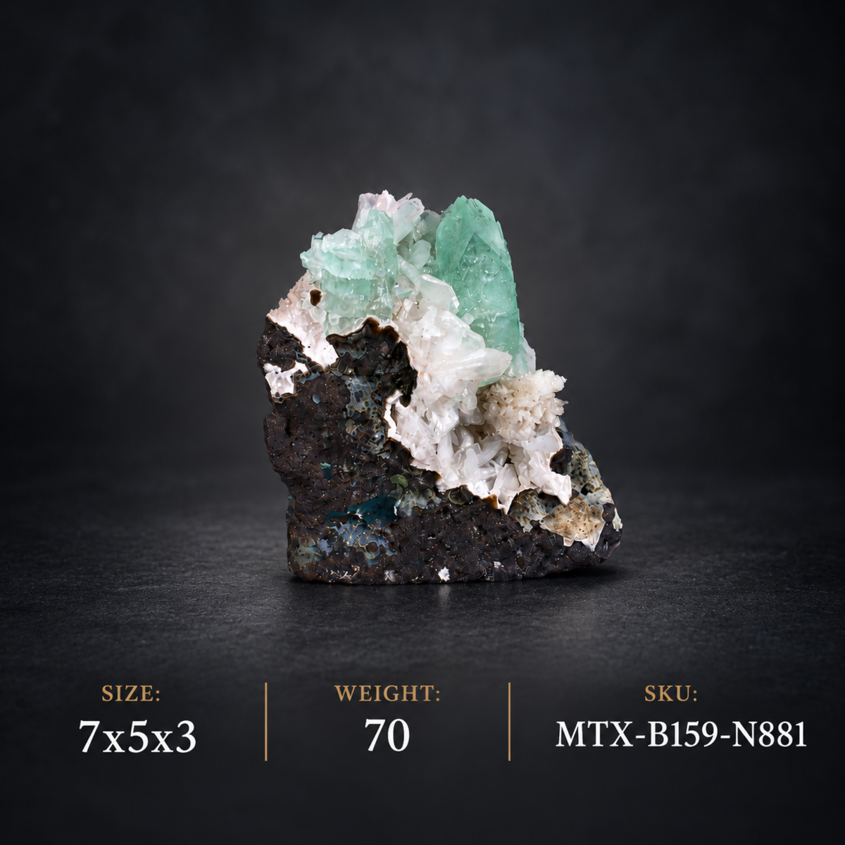 Natural Green Apophyllite with Stilbite and Heulandite Matrix – 70 g