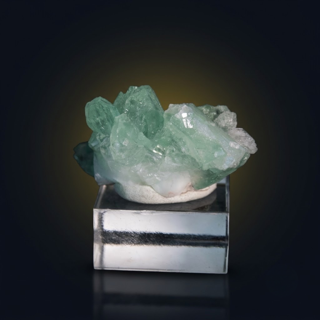 Natural Green Apophyllite Matrix – Mineral Specimen from India