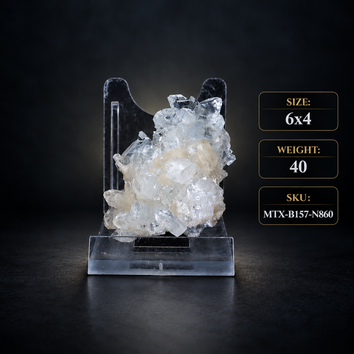 Natural Apophyllite with Stilbite Crystal Cluster – 40 g