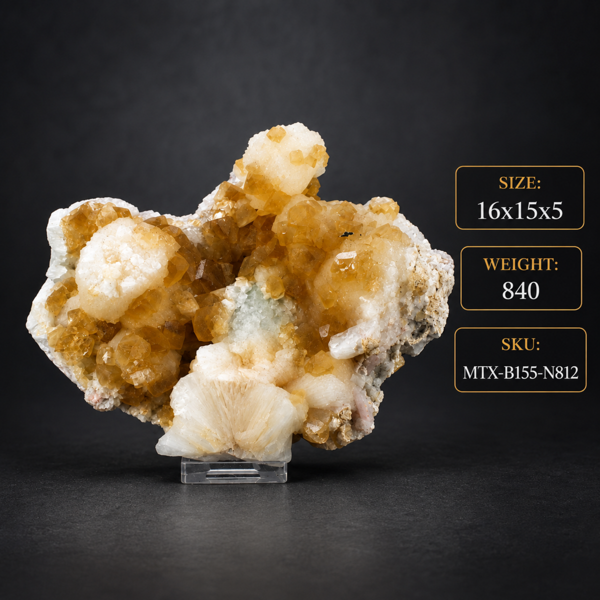 Natural Honey Calcite on Heulandite – 840 g