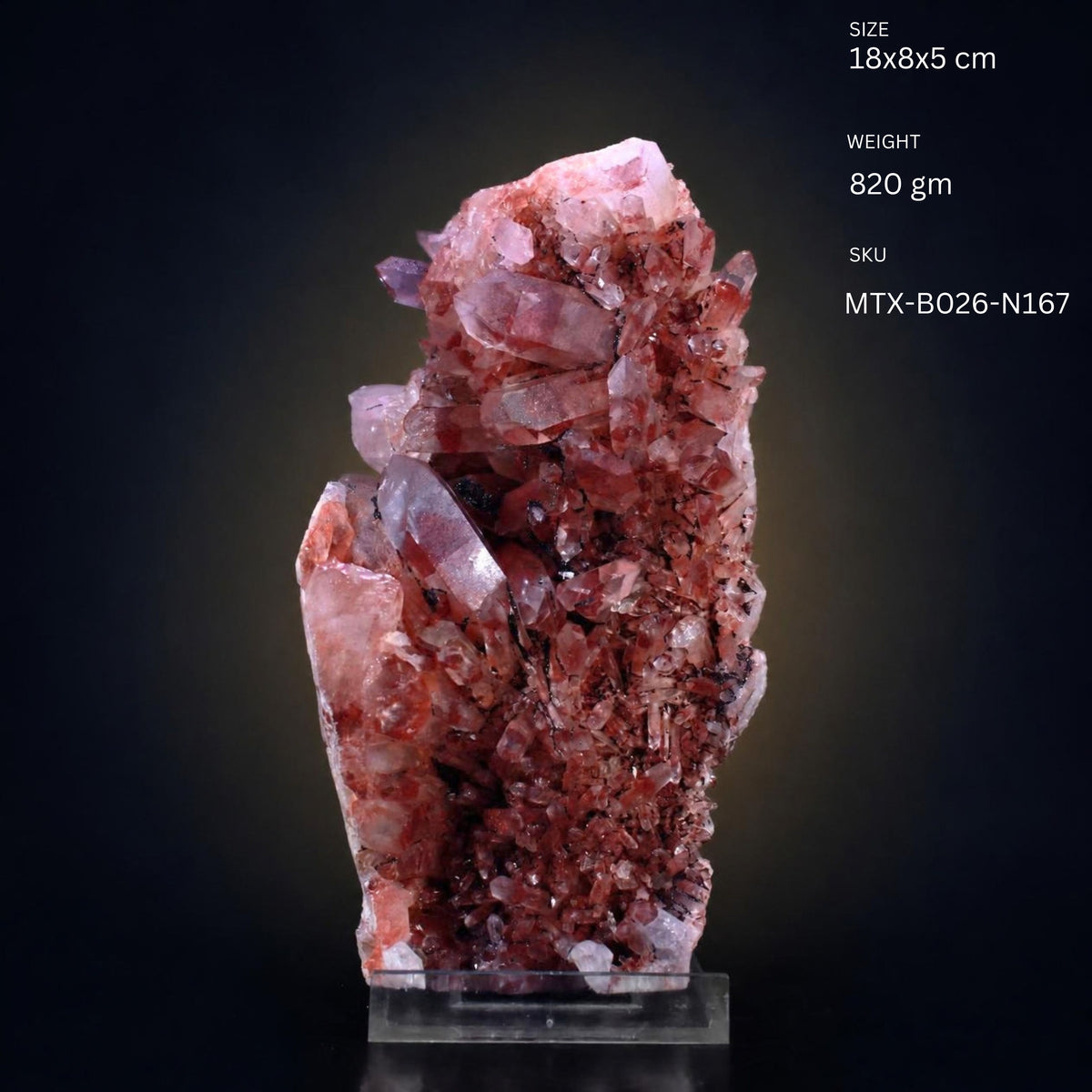 Natural Red Phantom Quartz Mineral Specimen 18 × 8 × 5 cm 820 g