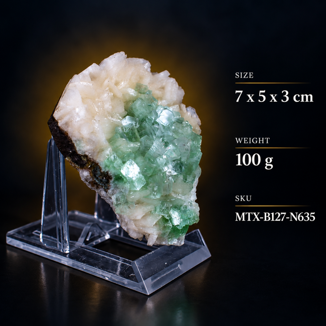 Natural Green Apophyllite with Heulandite Mineral Specimen – 100g