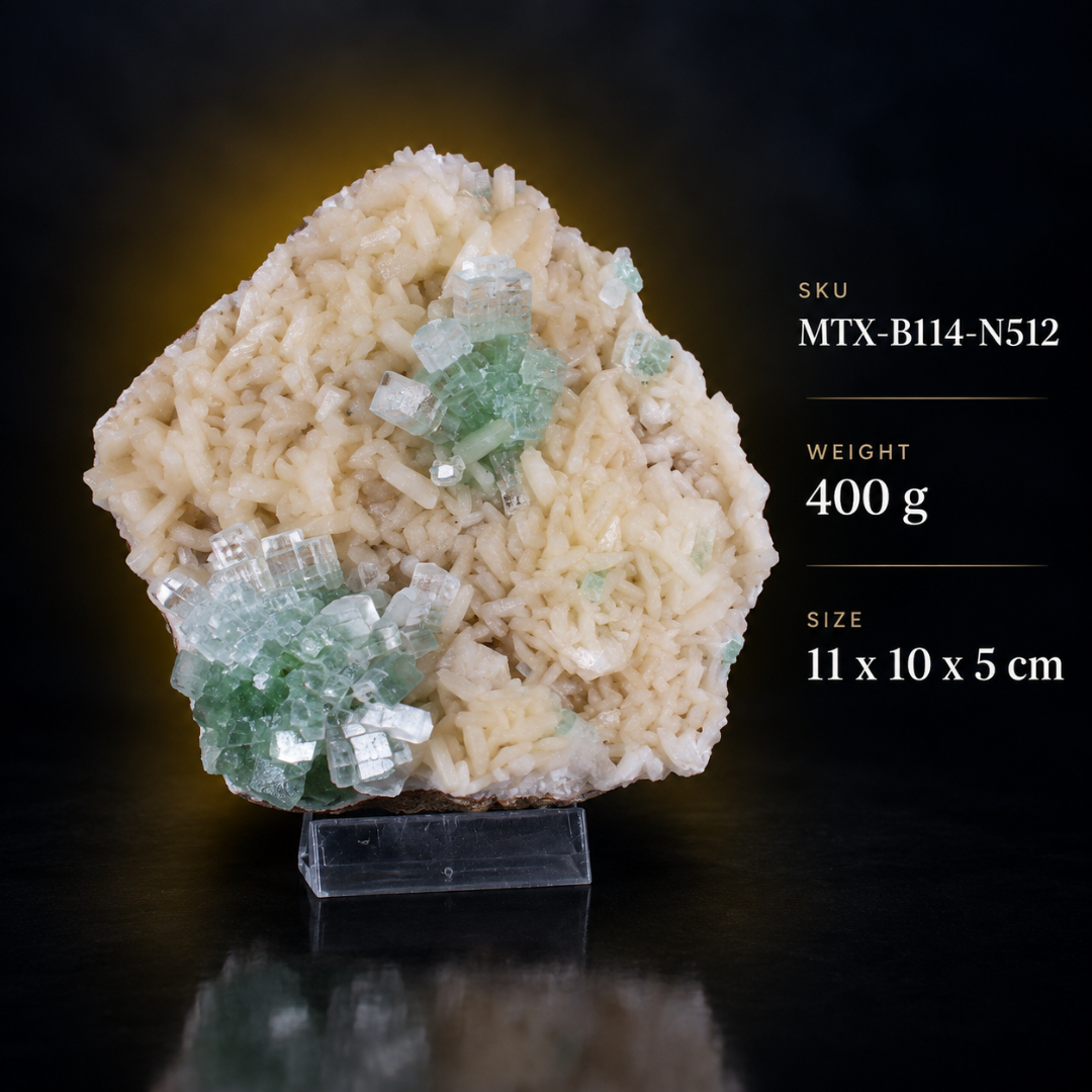 Green Apophyllite with Heulandite – Natural Mineral Specimen