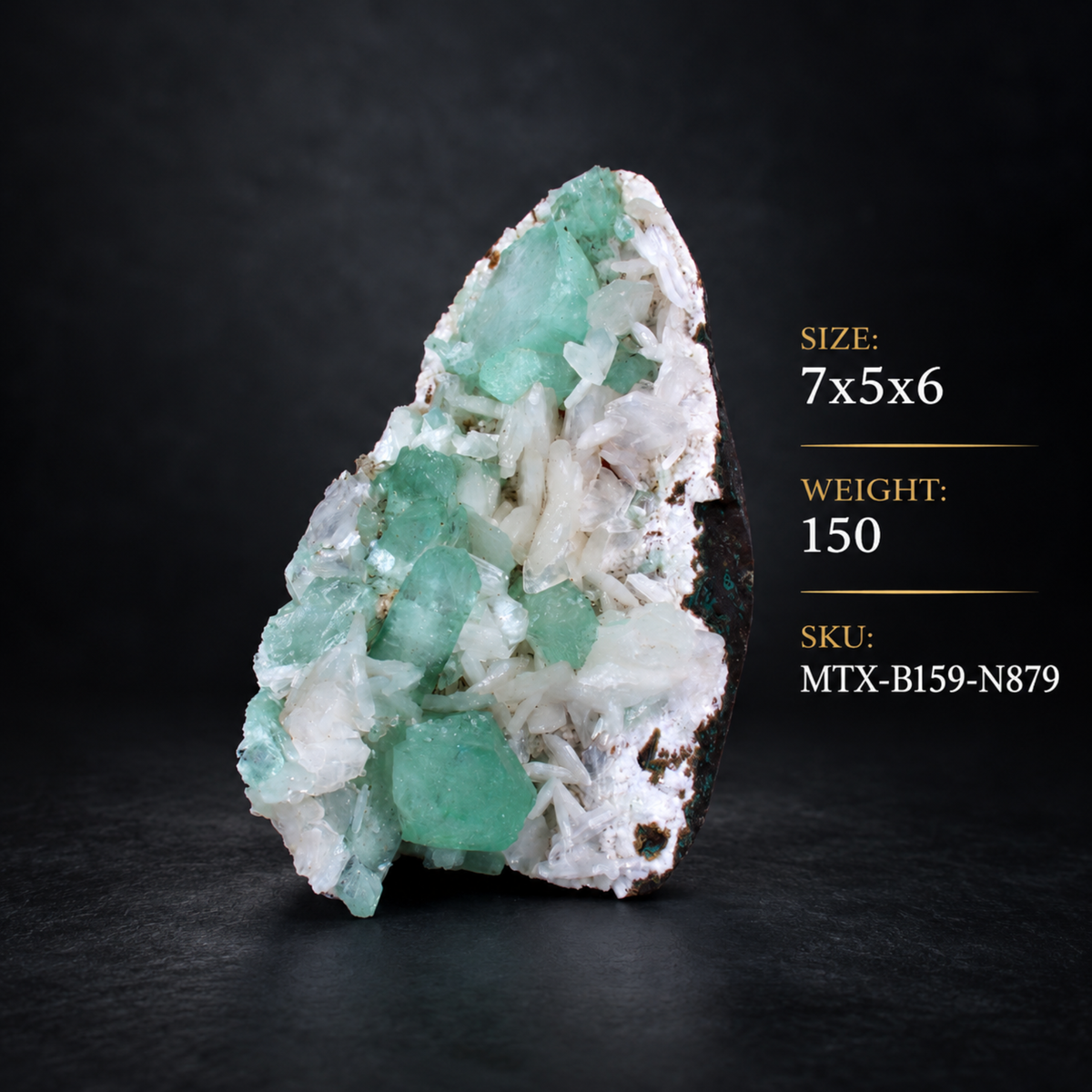 Natural Green Apophyllite with Stilbite on Matrix – 150 g