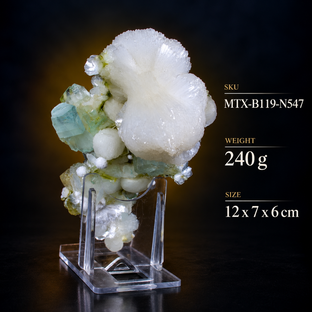 Apophyllite with White Stilbite Crystals – Natural Mineral Specimen
