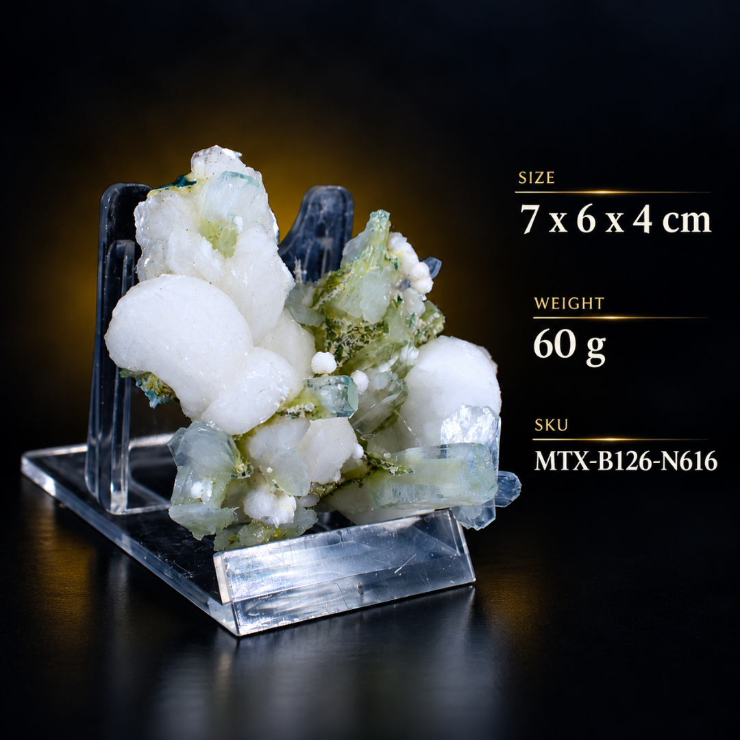 Natural Okenite with Apophyllite &amp; Heulandite Mineral Specimen – 60g