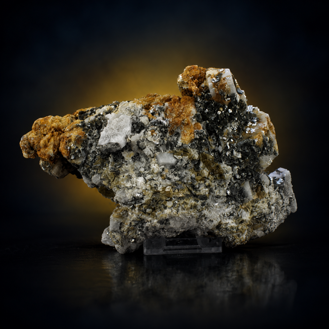 Natural Fluorescent Transparent Apatite Crystal with Pyrite & Black Inclusions