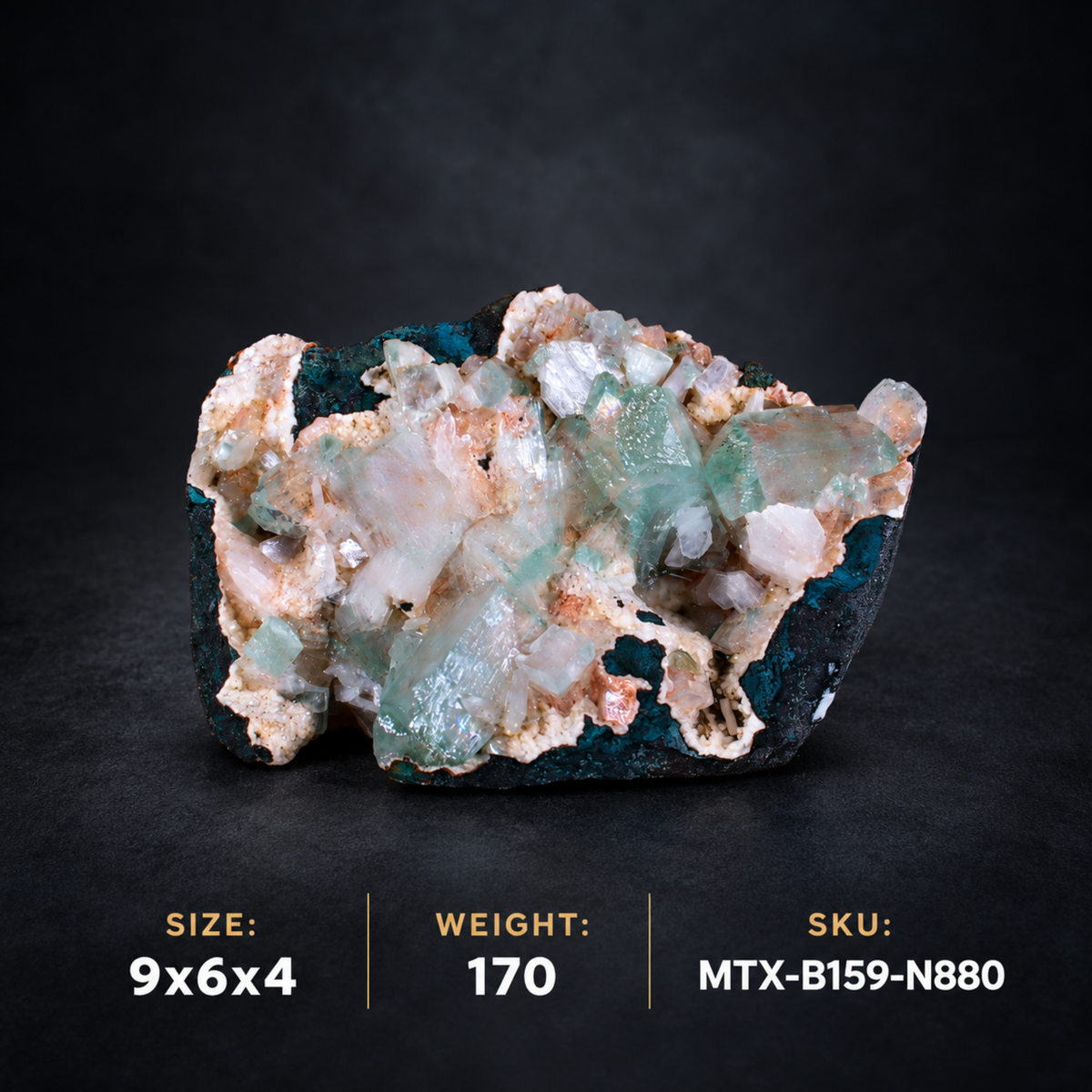 Natural Green Apophyllite with Stilbite and Heulandite Matrix – 170 g