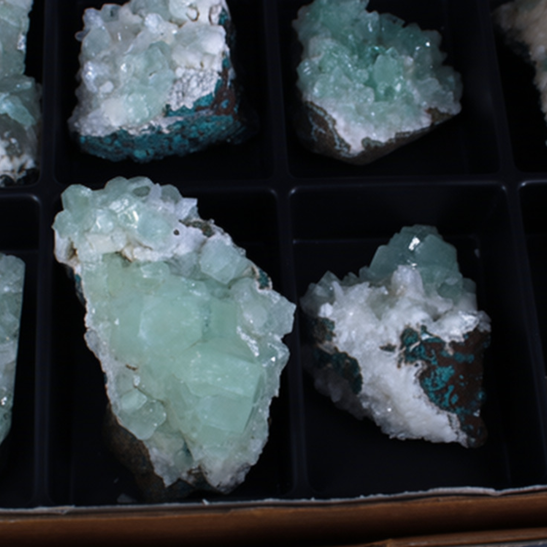 Natural Green Apophyllite Crystal Lot – 18 Pieces from India