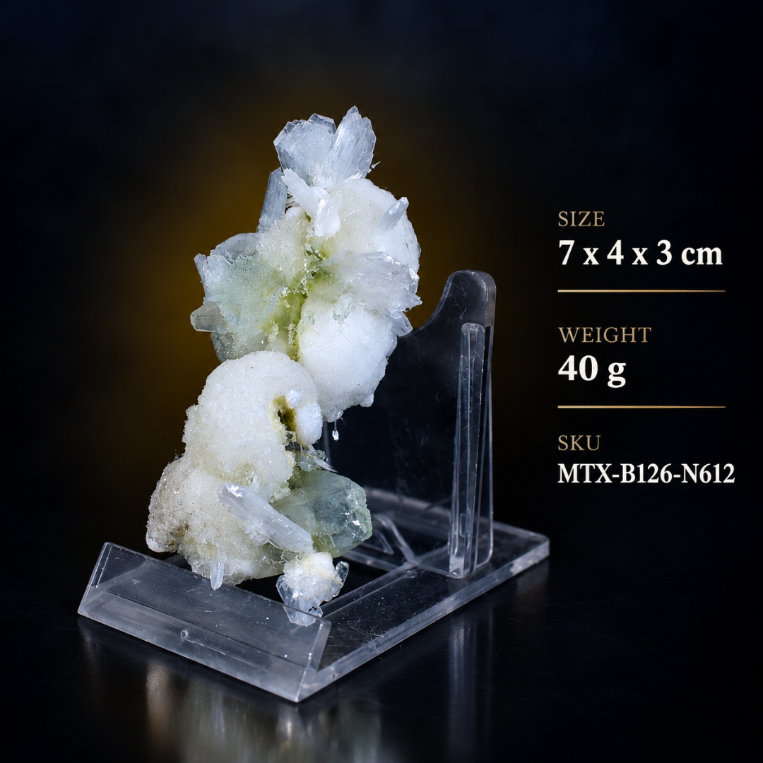 Natural Okenite with Apophyllite &amp; Heulandite Mineral Specimen – 40g