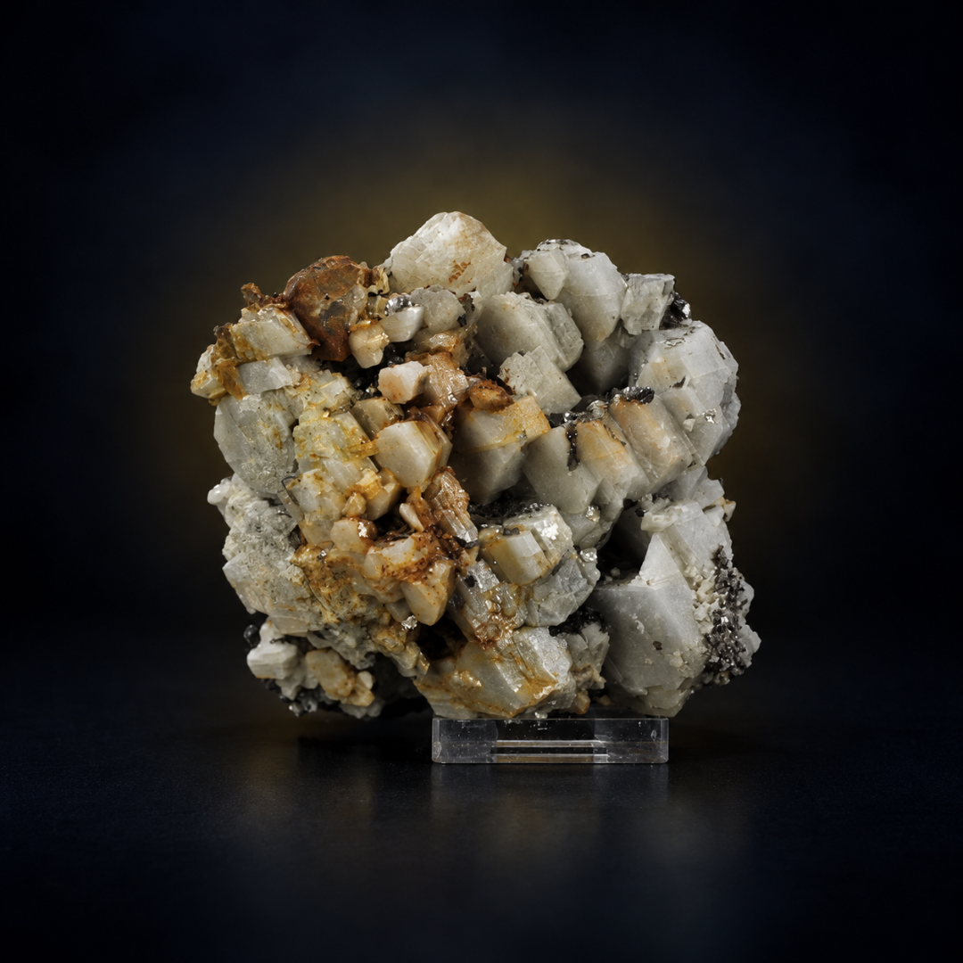 Natural Fluorescent Transparent Apatite Crystal with Pyrite Black Inclusions