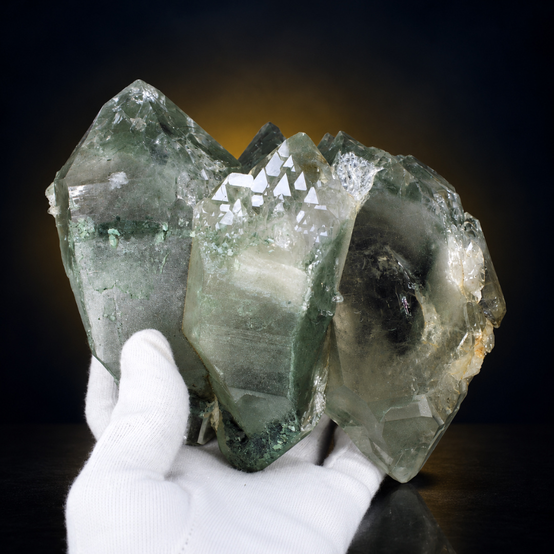 Green Chlorite Himalayan Quartz Crystal Natural Mineral Specimen India