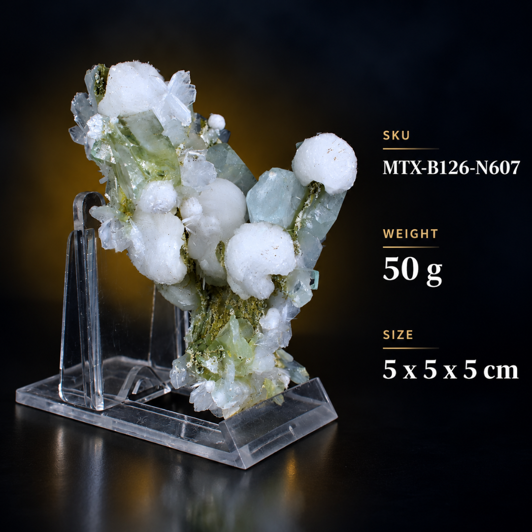 Natural Apophyllite with Heulandite & Okenite Mineral Specimen – 50g