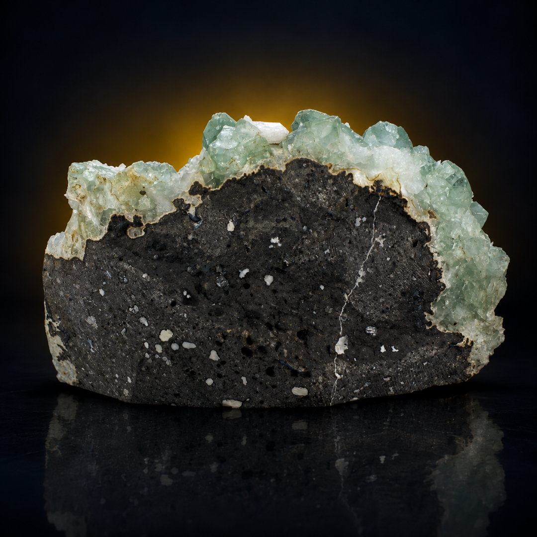 Natural Apophyllite Green Crystal Heulandite Matrix Mineral Specimen