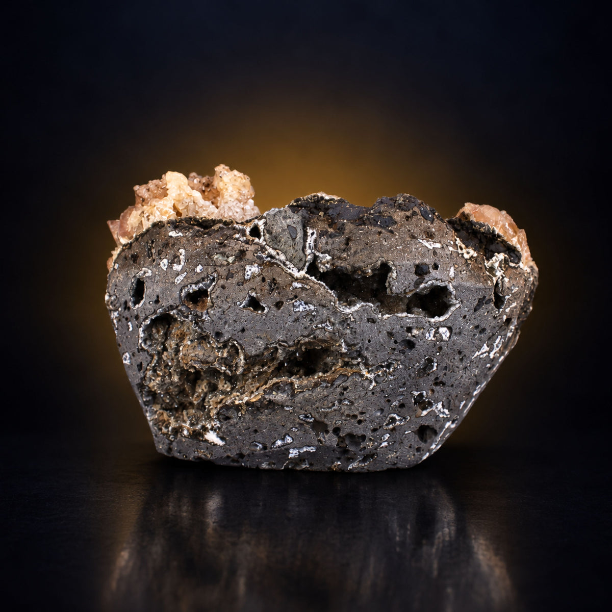 Tabular Red Calcite on Dark Rocky Matrix · 250 g · 9 × 7 × 4 cm