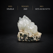 Natural White Apophyllite with Stilbite on Basalt Matrix – 260 g