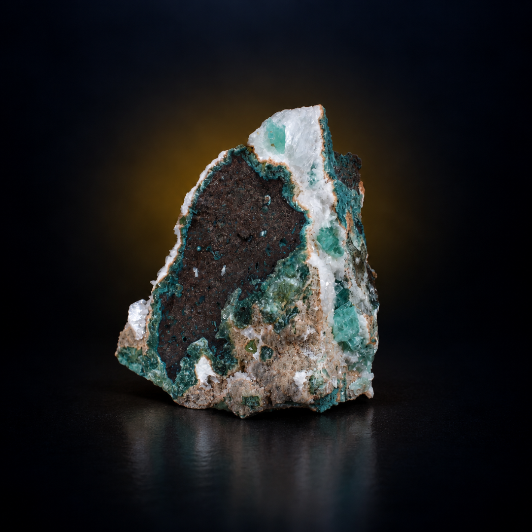 Green Apophyllite on Heulandite Matrix · 160 g · 7 × 6 × 5 cm · India