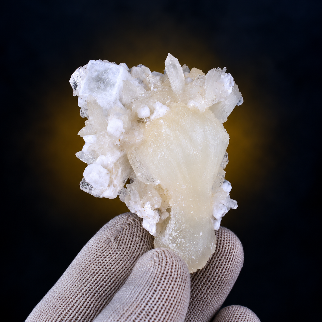Natural White Stilbite Crystal Specimen Lot – 32 Pieces