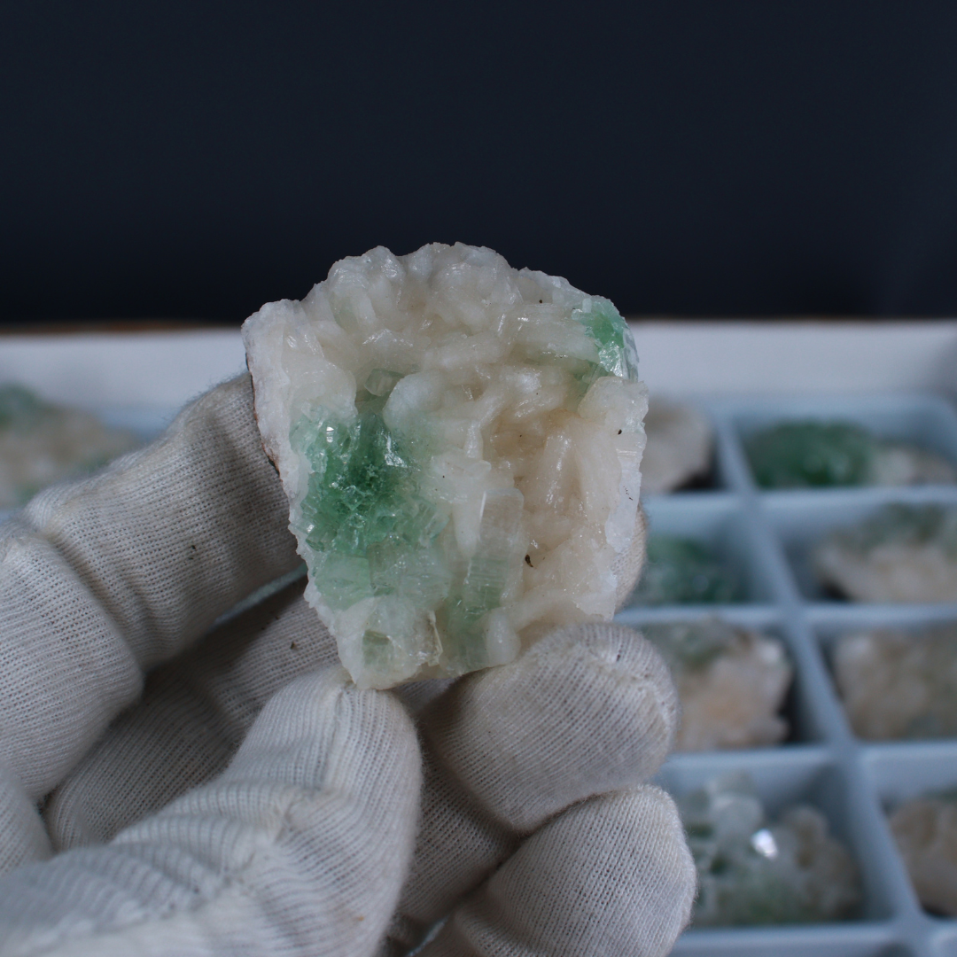 Natural Apophyllite with Heulandite Matrix Mineral Specimen Lot – 32 Pieces from India