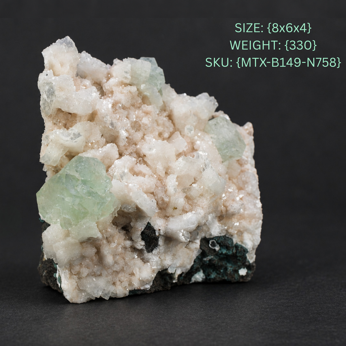 Green Apophyllite with Stilbite & Heulandite Crystal Specimen 8×6×4 cm | 330g